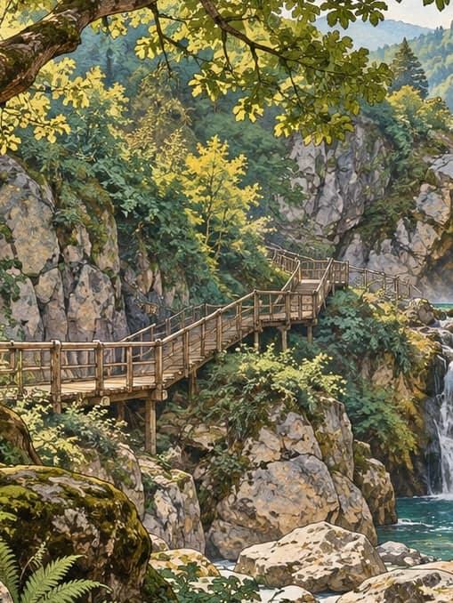 Illustration of Samandere Waterfall Natural Monument, Düzce