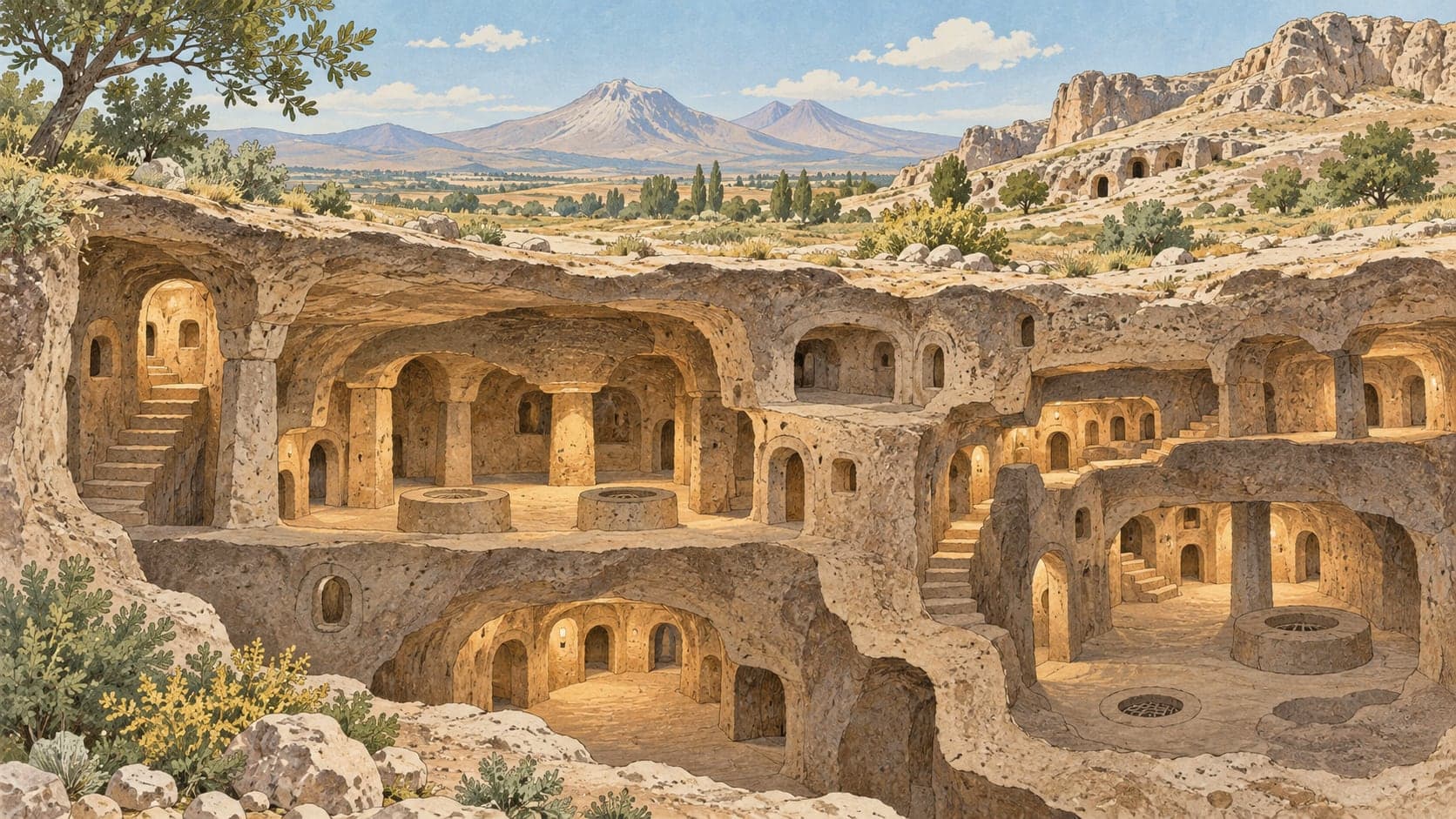 Illustration of Saratlı Kırkgöz Underground City, Aksaray