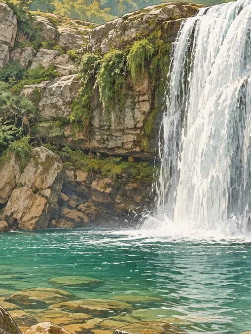 Illustration of Sudüşen Waterfall, Yalova