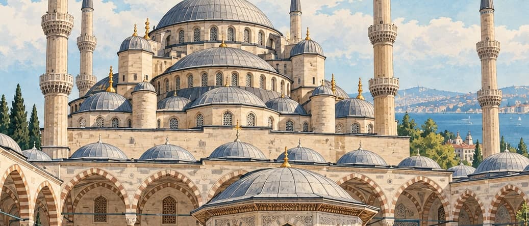 Illustration of Sultan Ahmed Mosque, İstanbul