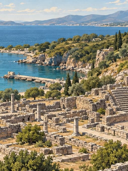 Illustration of Teos Archaeological Site, İzmir