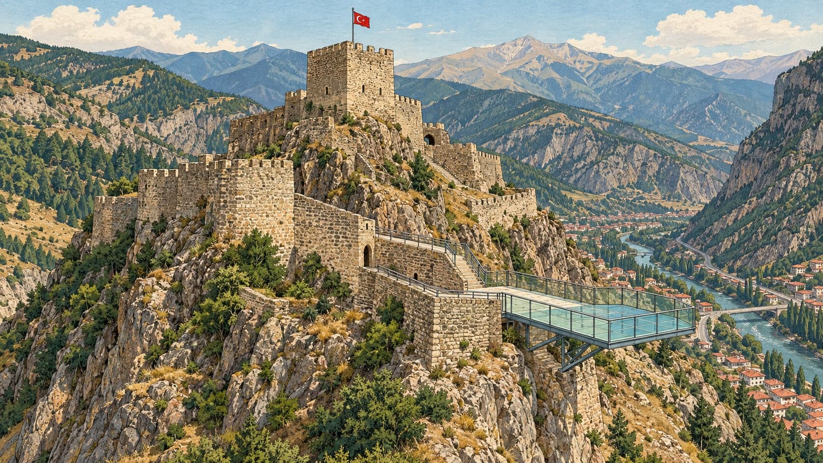 Illustration of Torul Castle Glass Viewing Terrace, Gümüşhane