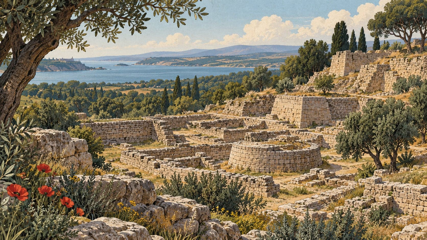 Illustration of Troy Historical National Park, Çanakkale