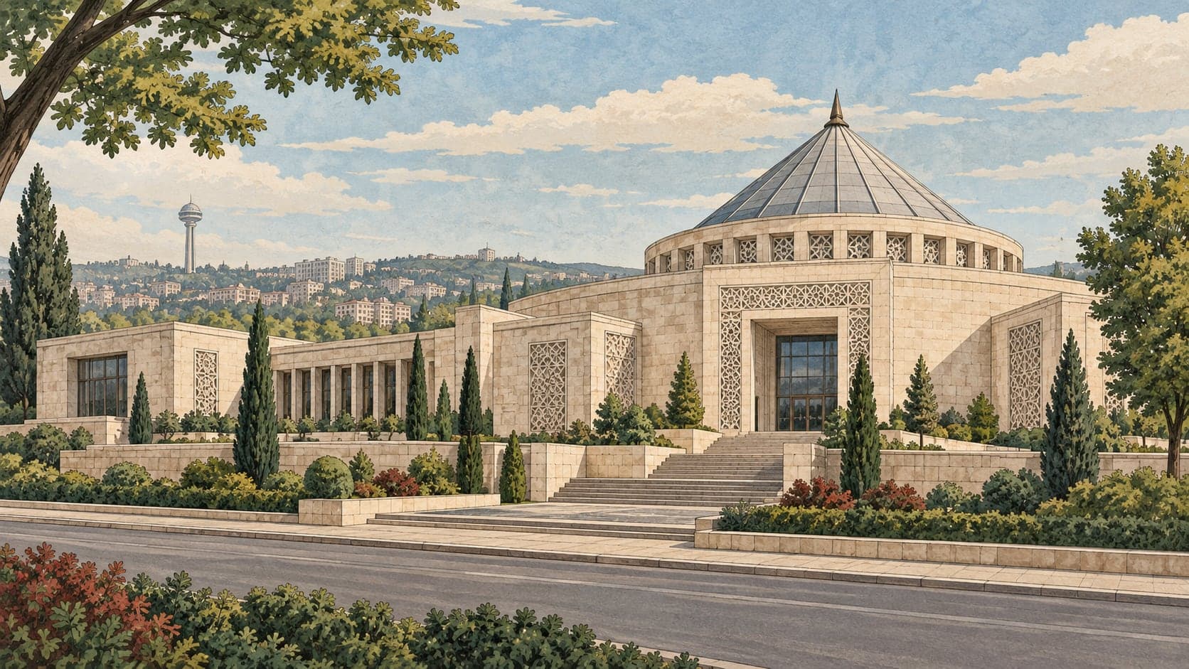 Illustration of Turkish Historical Museum and Park, Ankara