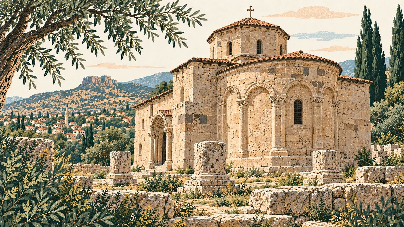 Illustration of Üçayak Church, Kırşehir