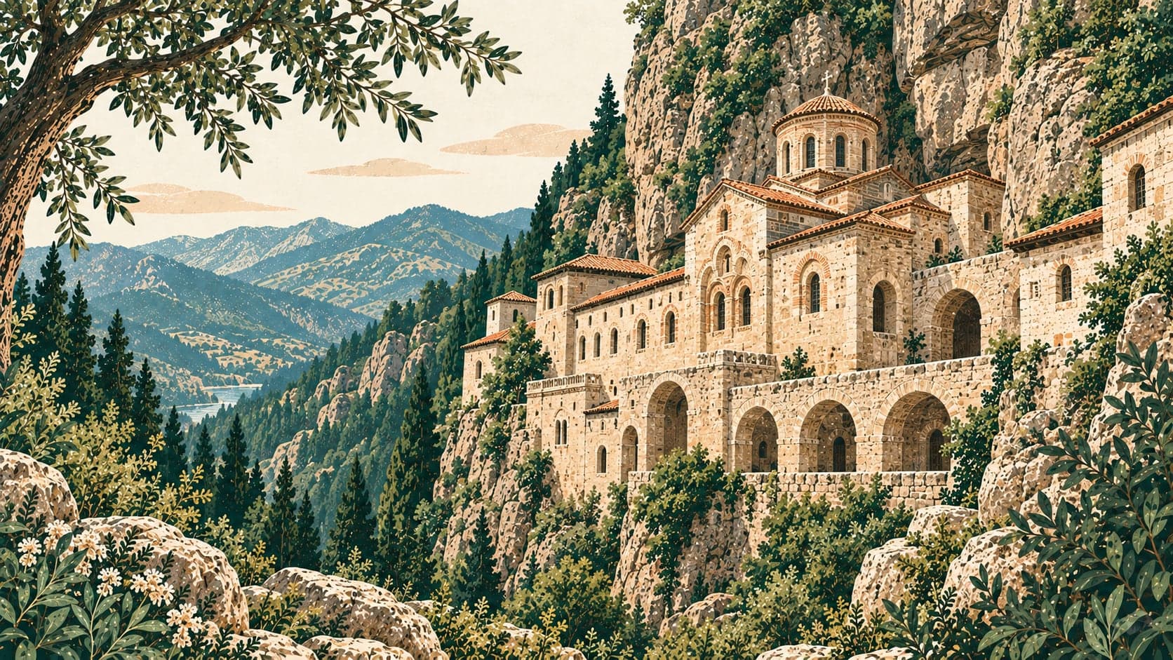 Illustration of Vazelon Manastırı, Trabzon