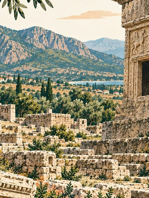 Illustration of Xanthos Archaeological Site, Antalya