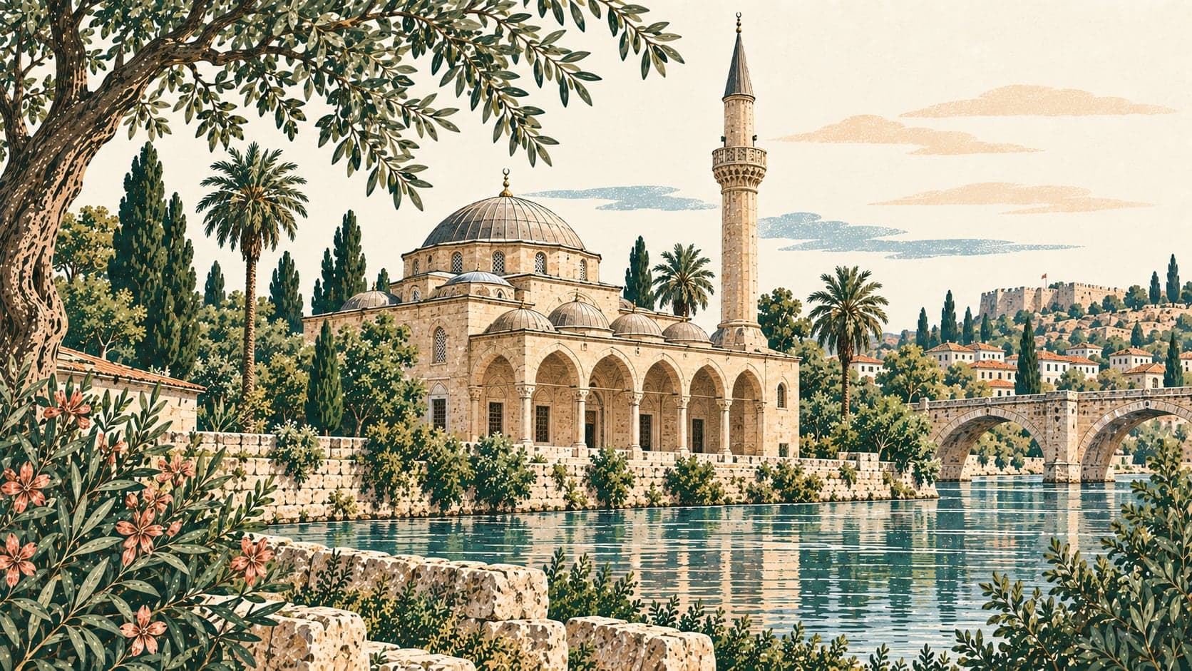 Illustration of Yağ Mosque, Adana