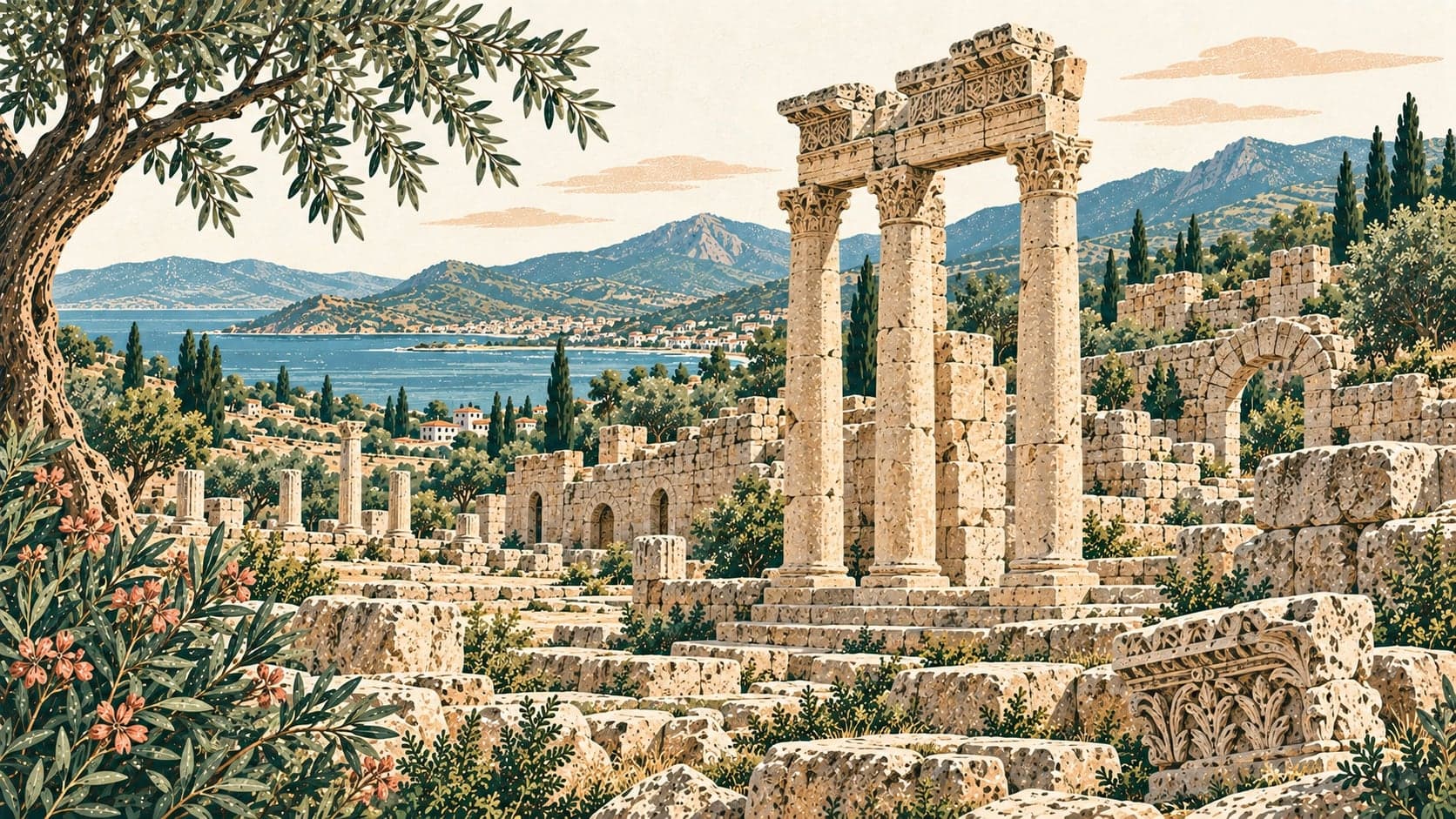 Illustration of New Myndos Ancient City, Muğla