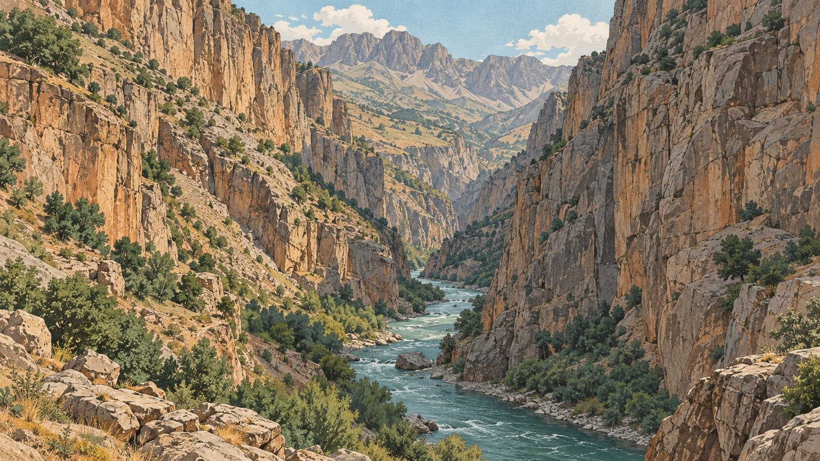 Illustration of Zap Suyu Valley, Hakkari