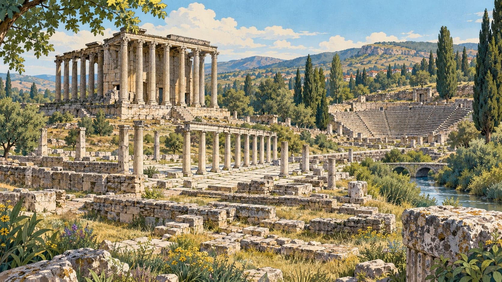 Illustration of Aizanoi Archaeological Site, Kütahya