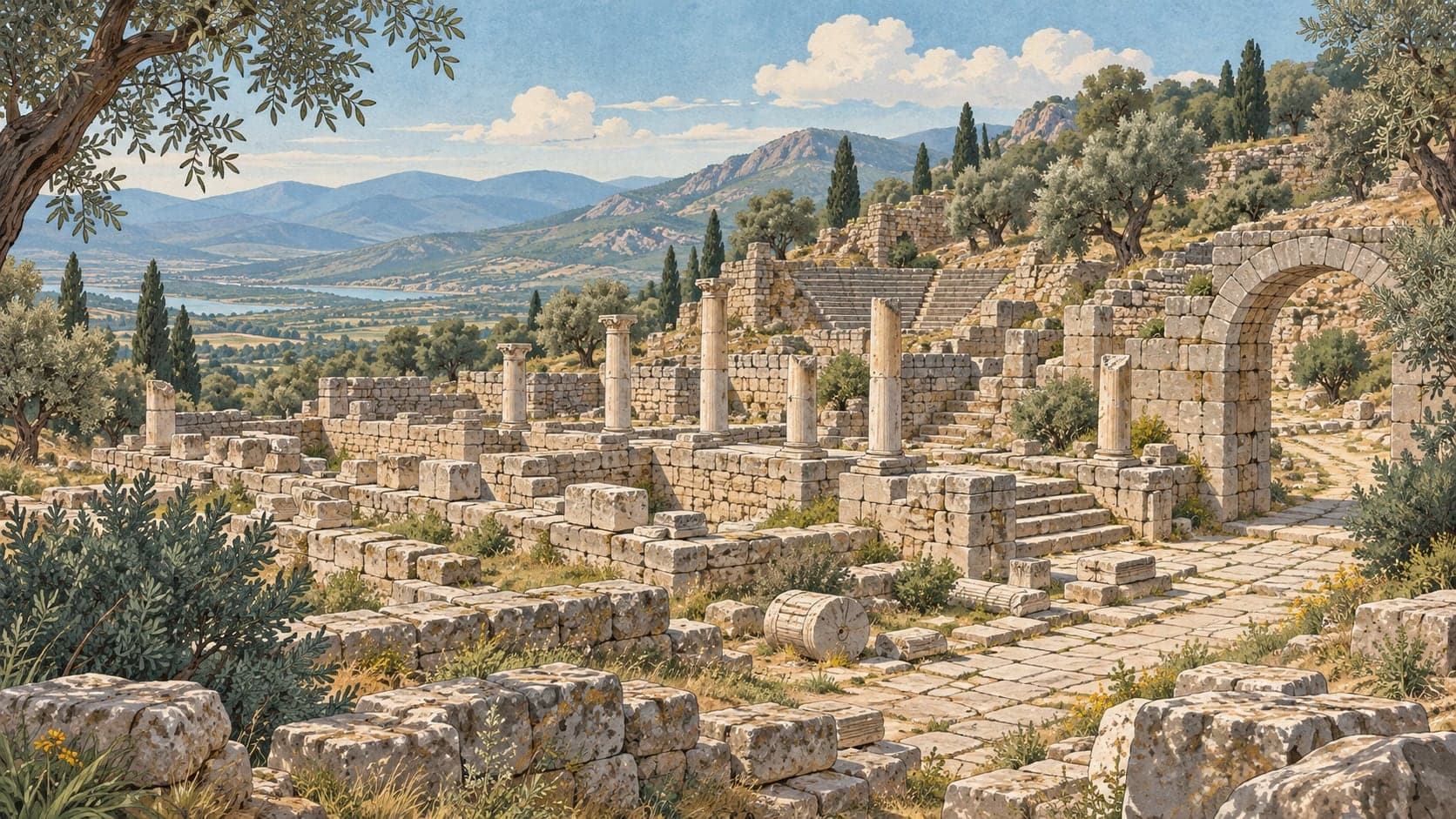 Illustration of Alabanda Archaeological Site, Aydın