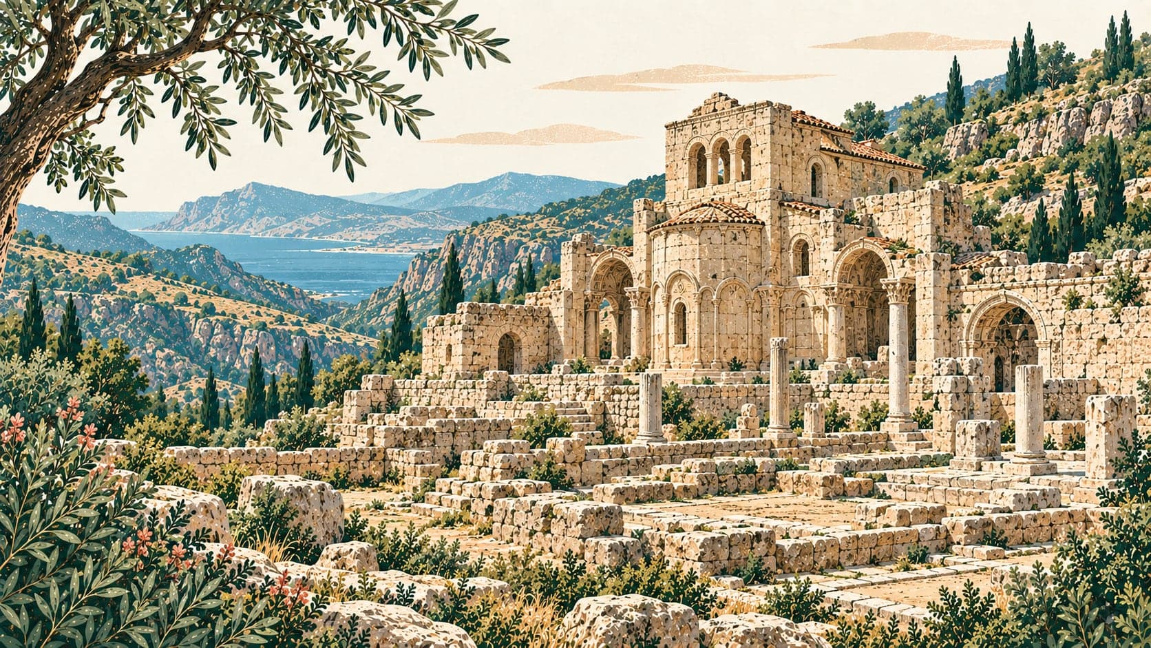Illustration of Alahan Manastırı, Mersin