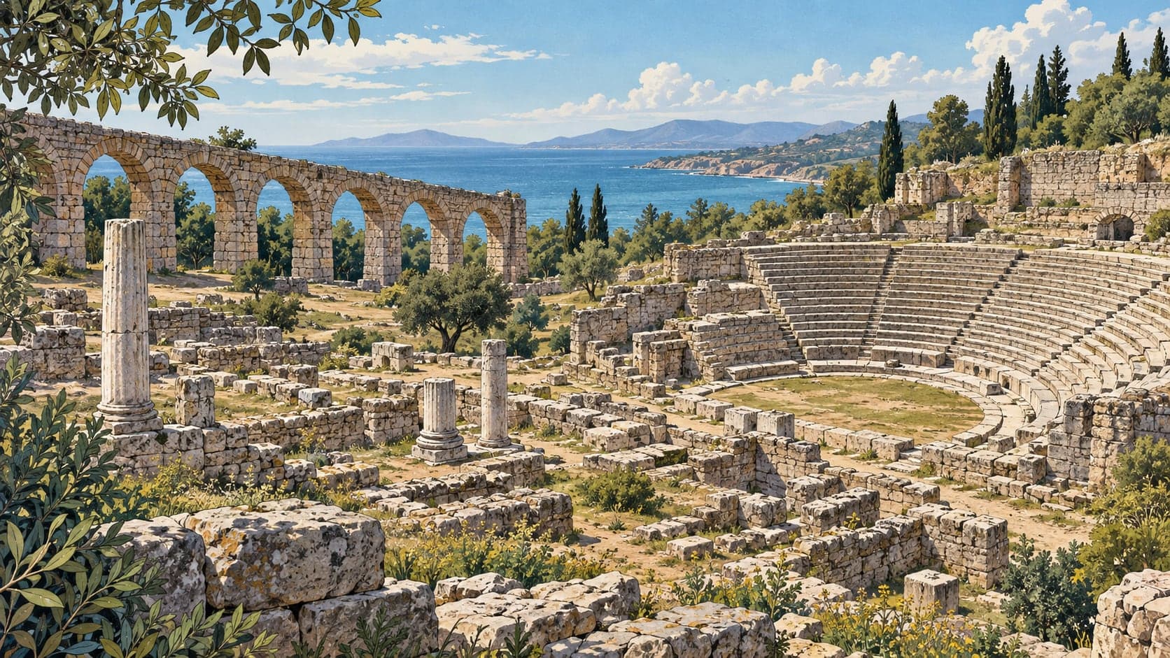 Illustration of Alexandreia Troas Archaeological Site, Çanakkale