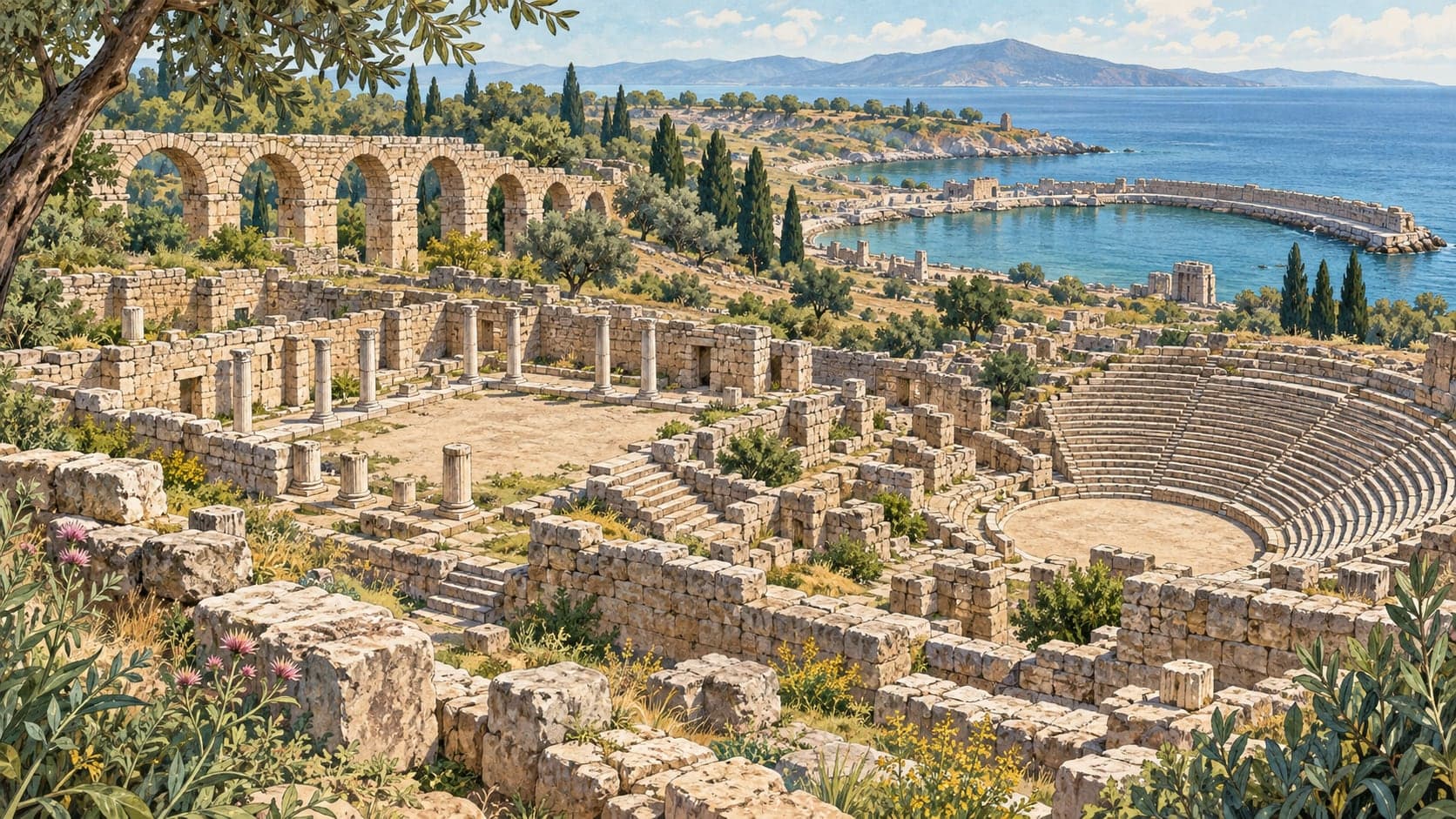 Illustration of Alexandria Troas Archaeological Site, Çanakkale
