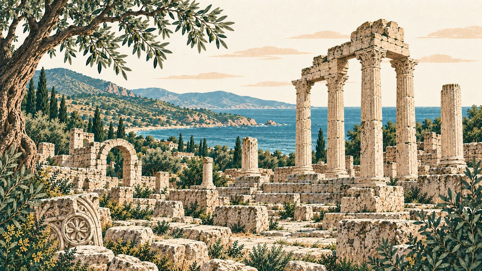 Illustration of Antandros Ancient City, Balıkesir