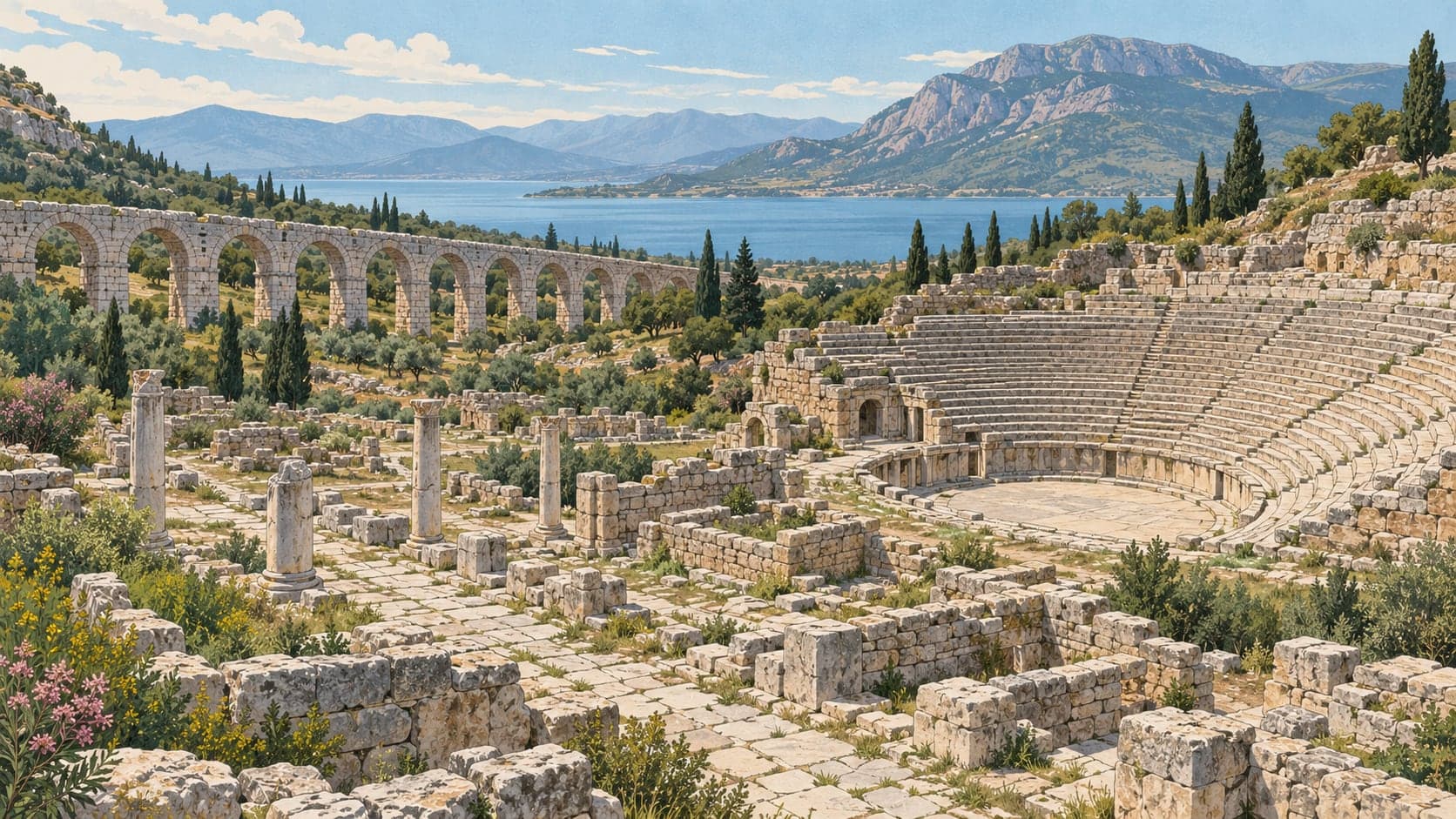 Illustration of Antiocheia Archaeological Site, Isparta