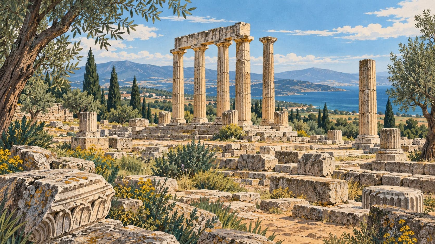 Illustration of Apollon Smintheus Sanctuary, Çanakkale
