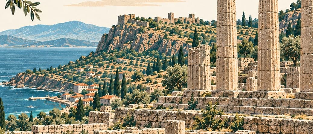 Illustration of Assos Archaeological Site, Çanakkale