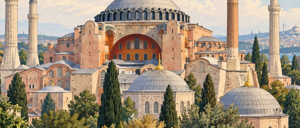 Illustration of Hagia Sophia Mosque, İstanbul