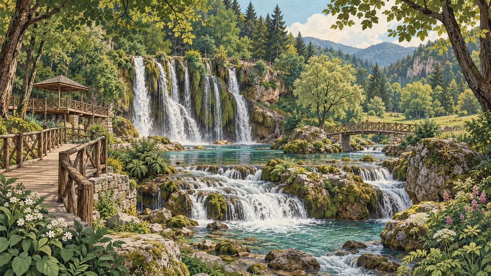 Illustration of Aydınpınar Waterfalls Nature Park, Düzce