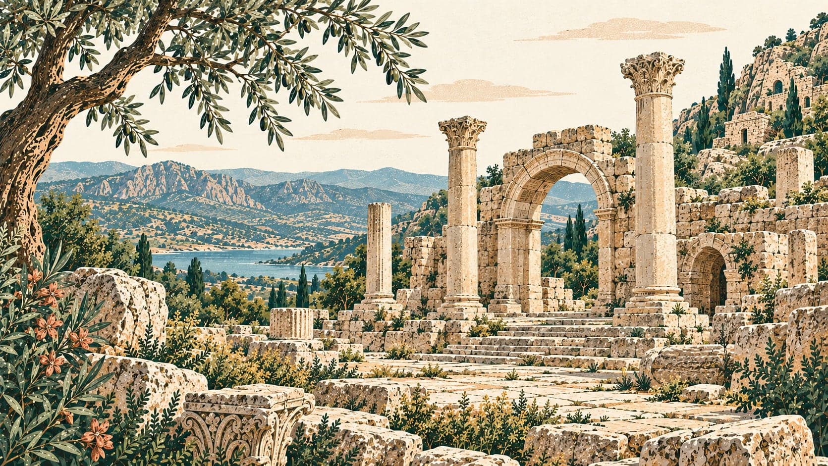 Illustration of Balboura Ancient City, Burdur