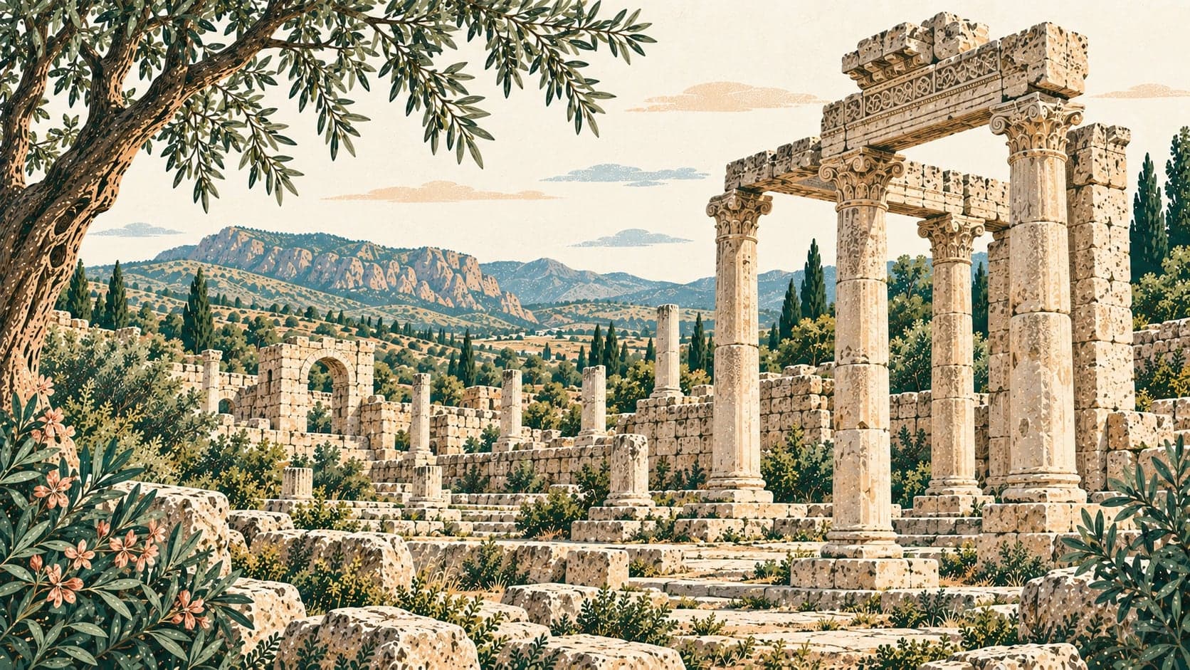 Illustration of Banaz Akmonia Ancient City, Uşak