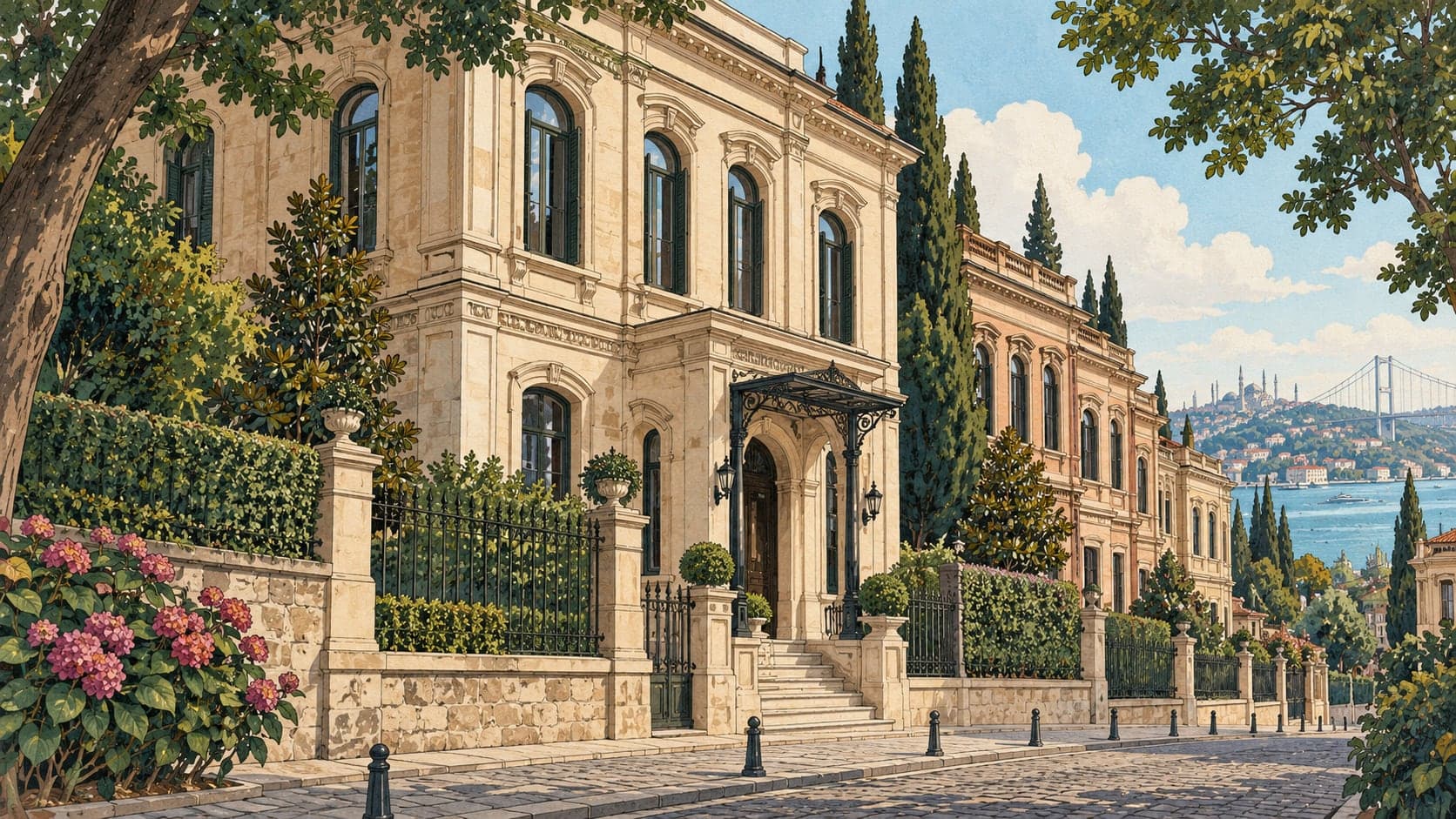 Illustration of General Directorate of Foundations Akaretler Mustafa Kemal Museum, İstanbul