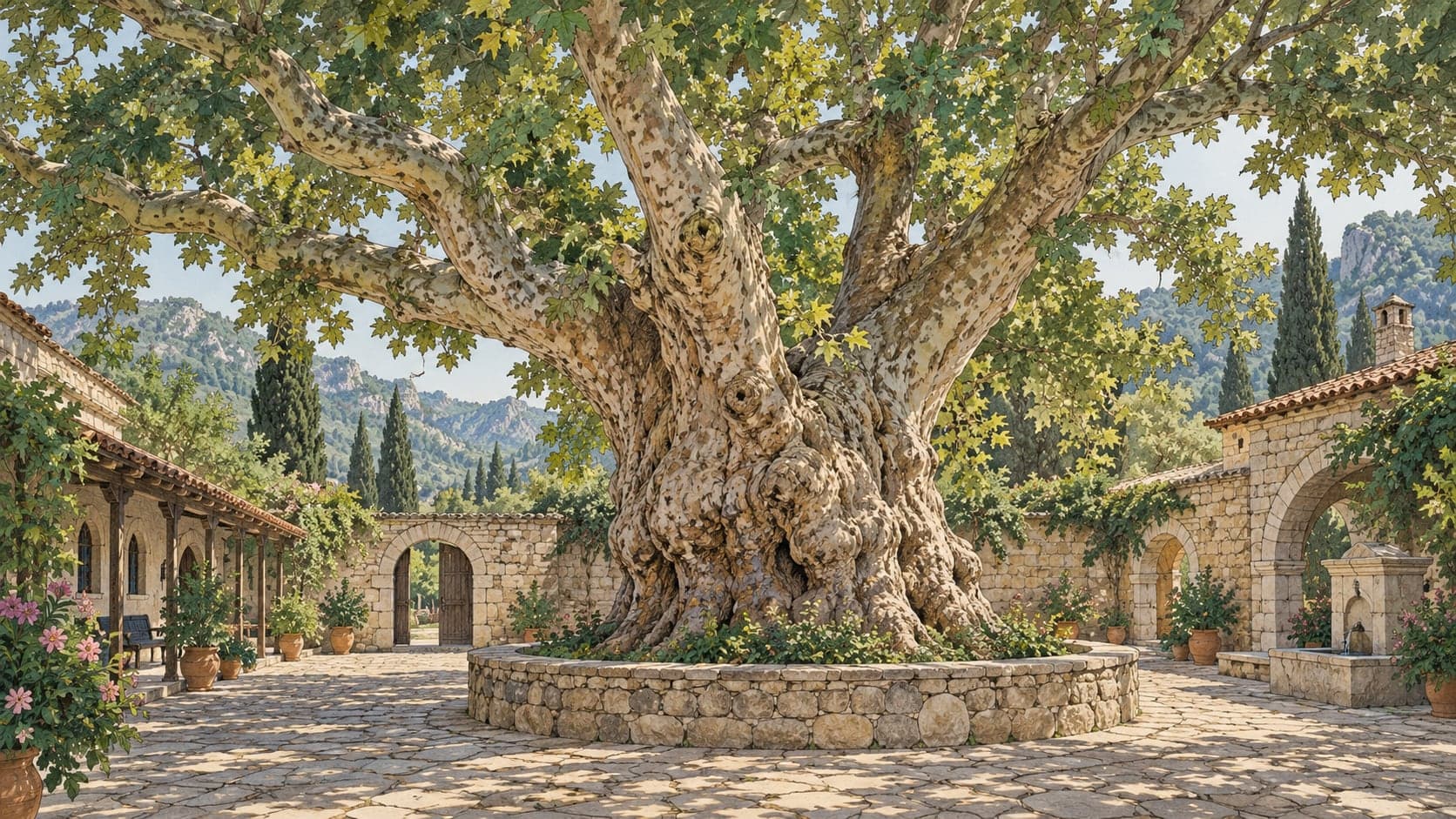 Illustration of Bayır Plane Tree Natural Monument, Muğla