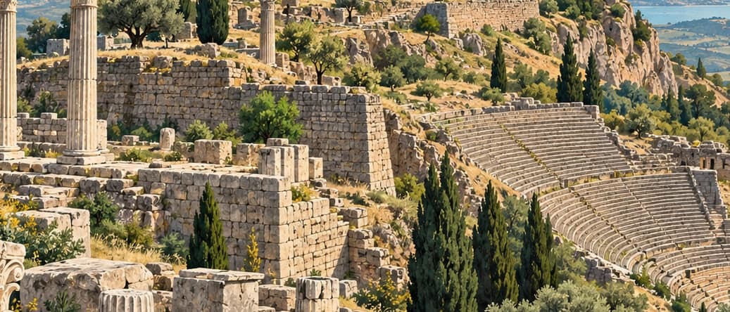 Illustration of Pergamon Acropolis, İzmir