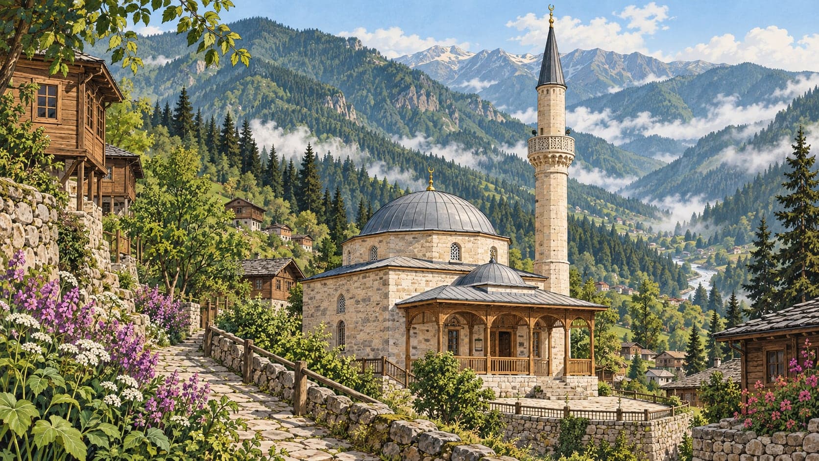 Illustration of Camili Village Mosque, Artvin