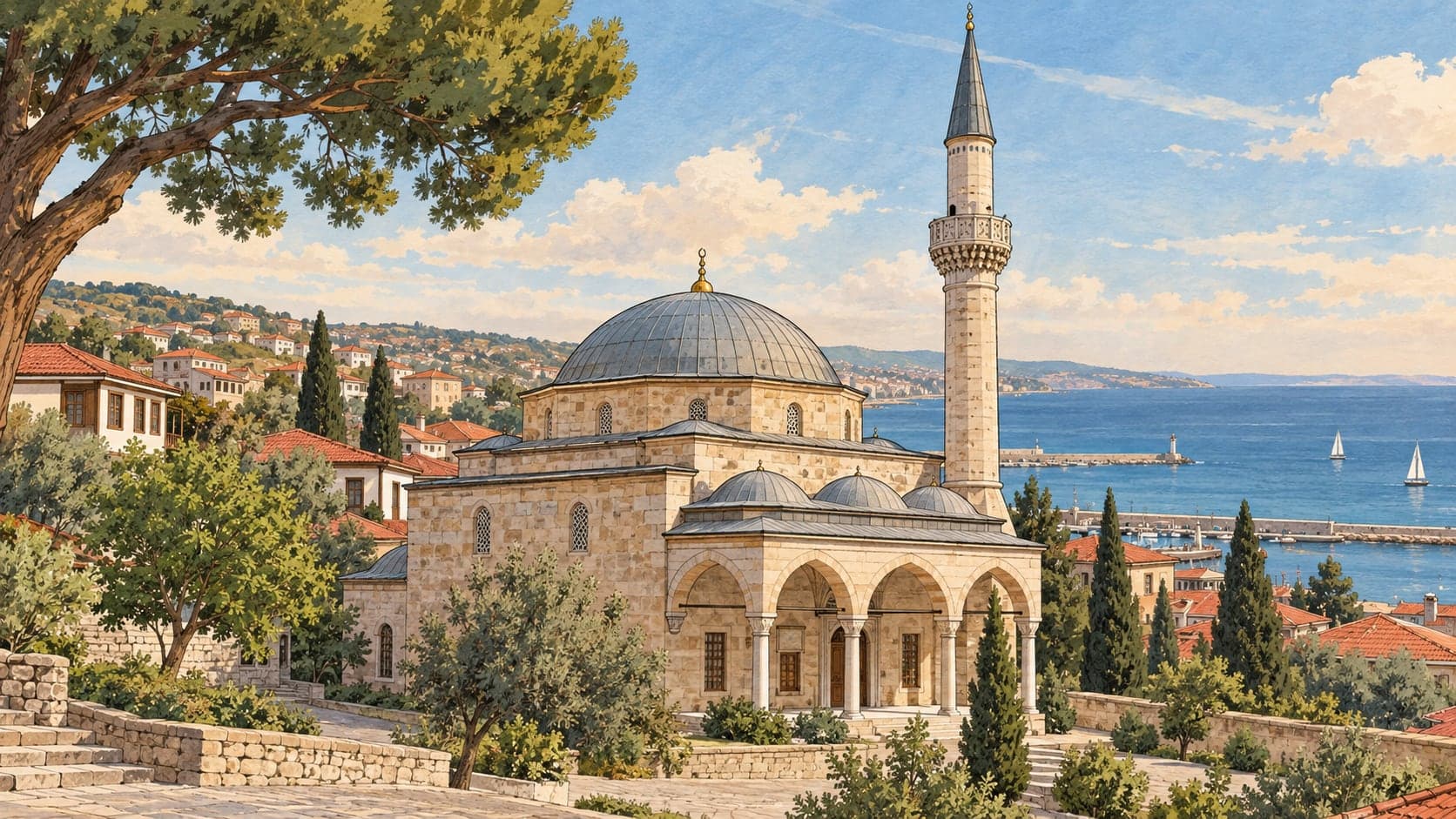 Illustration of Çorumi Mustafa Bey Mosque, Tekirdağ