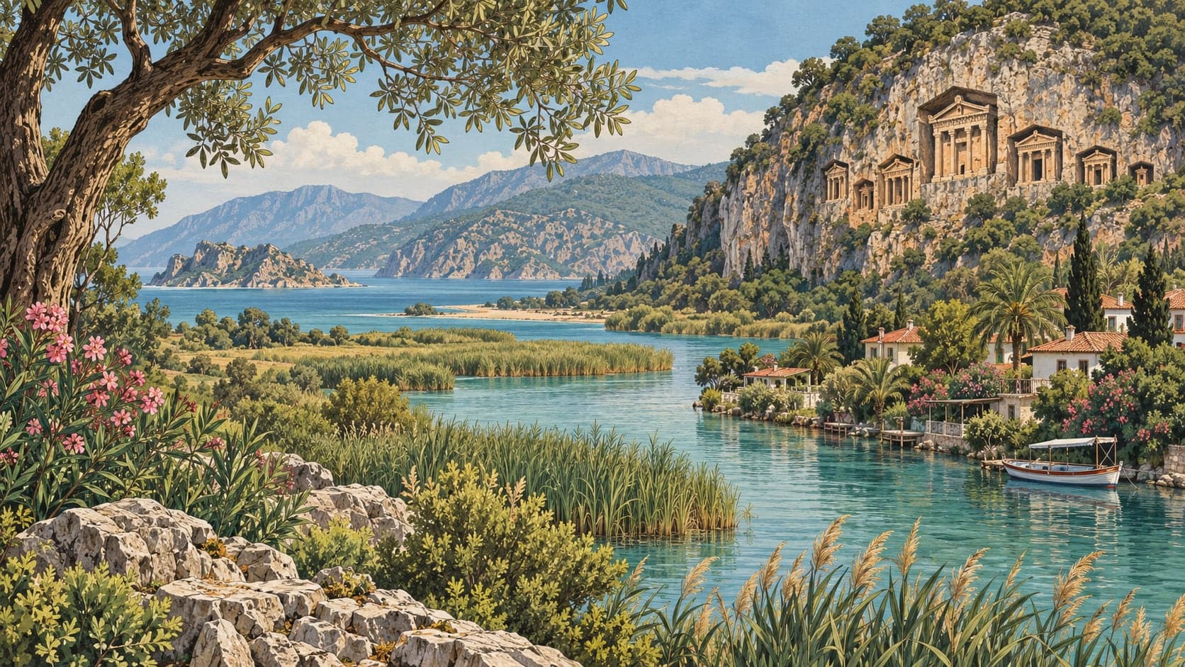 Illustration of Dalyan, Muğla