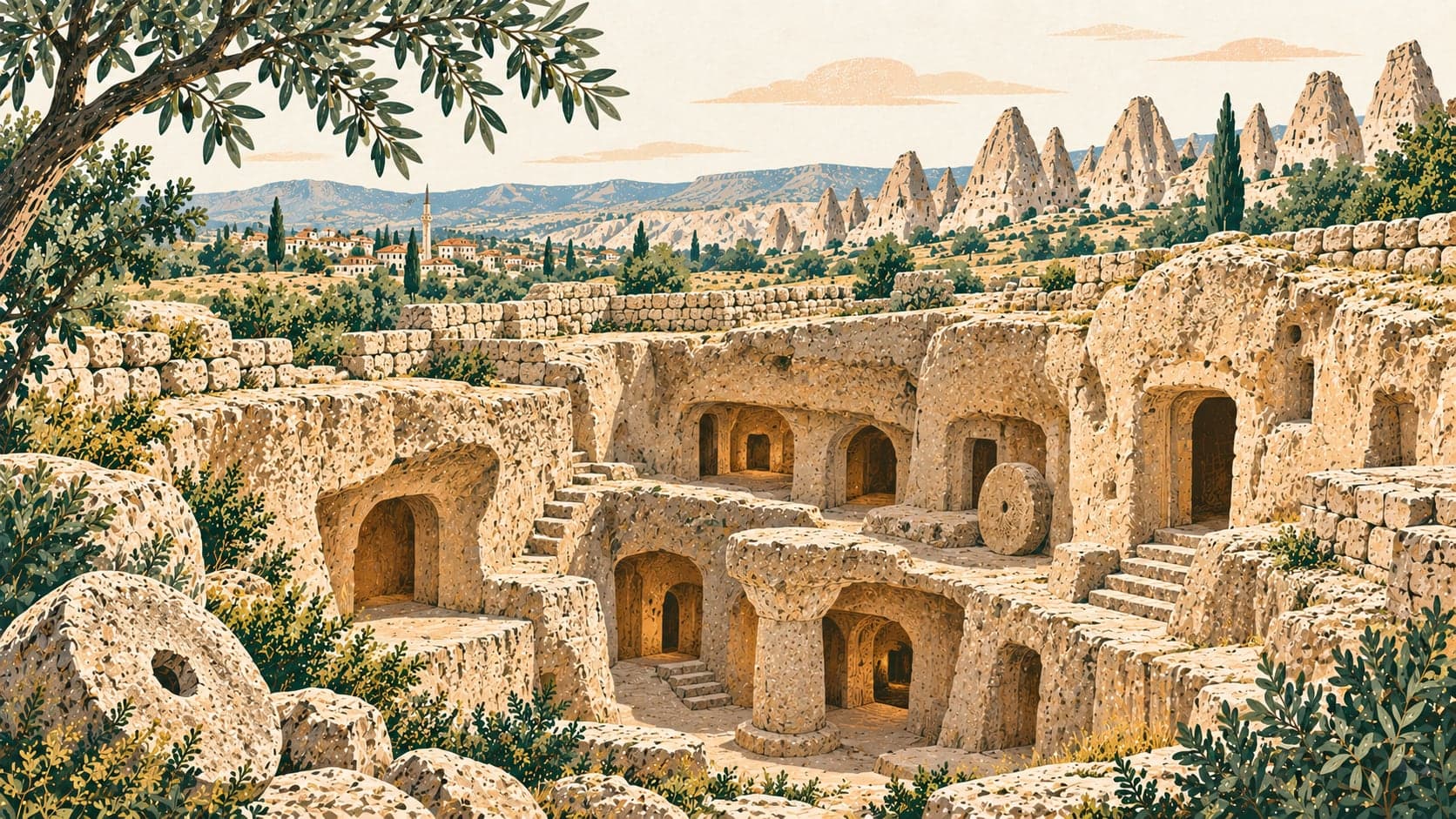Illustration of Derinkuyu Yeraltı Şehri, Nevşehir