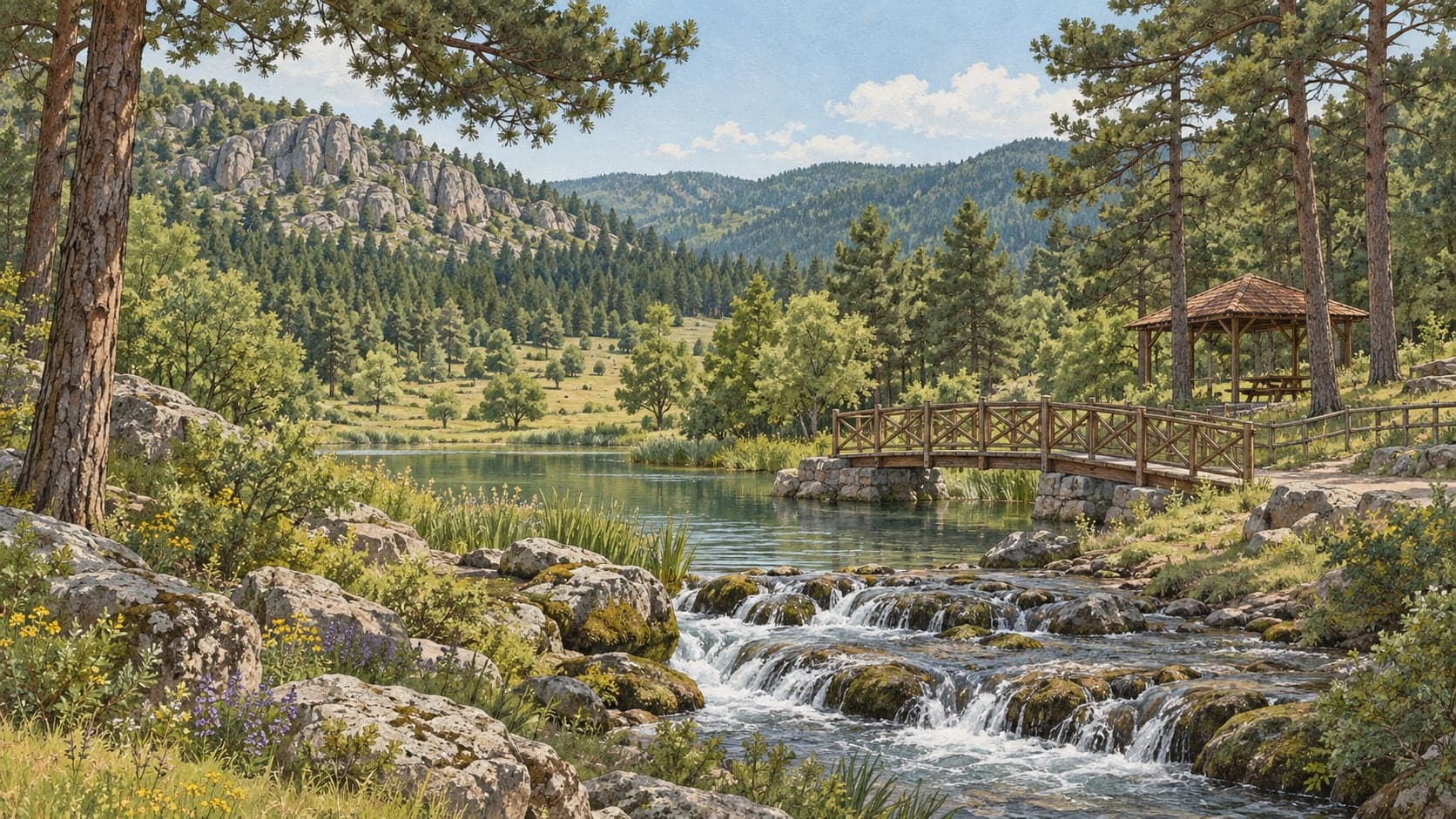 Illustration of Dinar Pınarlı Nature Park, Afyonkarahisar