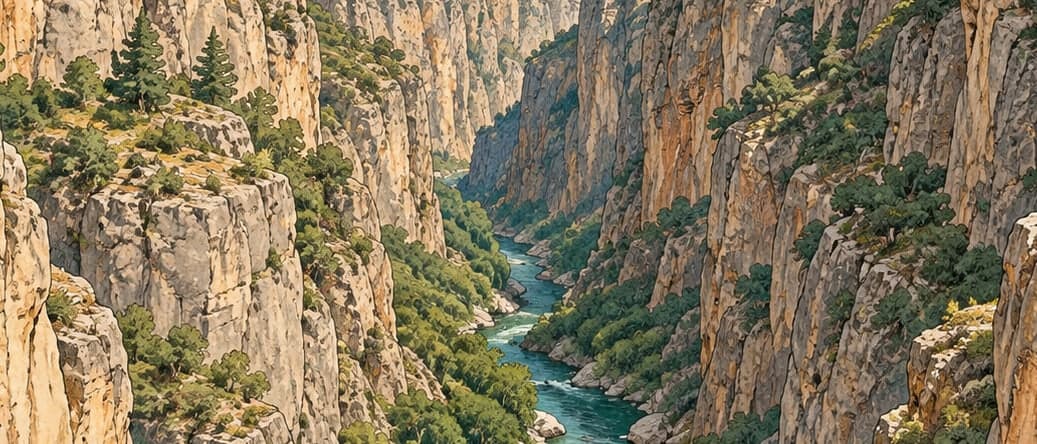 Illustration of Emecik Canyon, Denizli