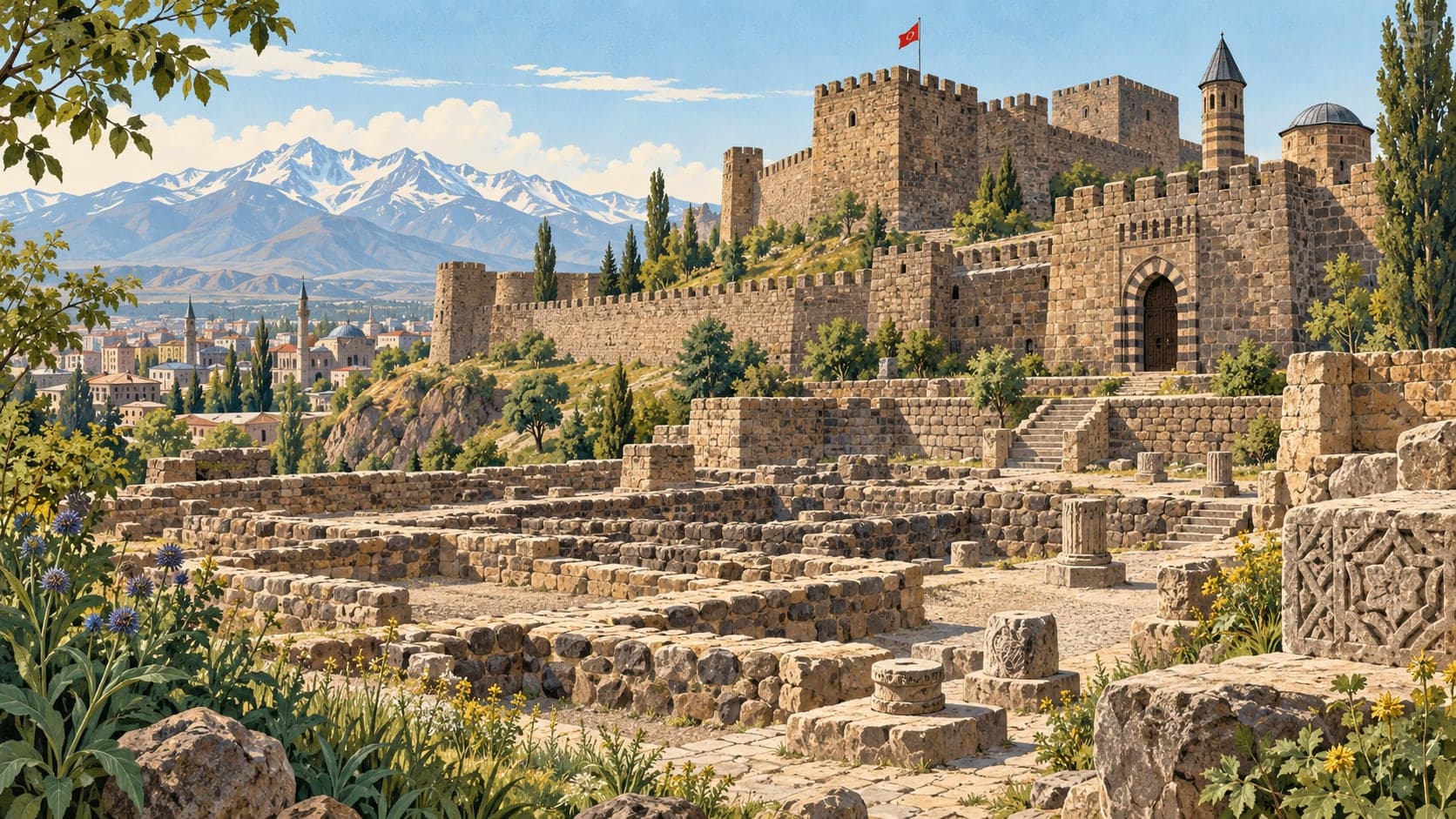 Illustration of Erzurum Castle, Erzurum