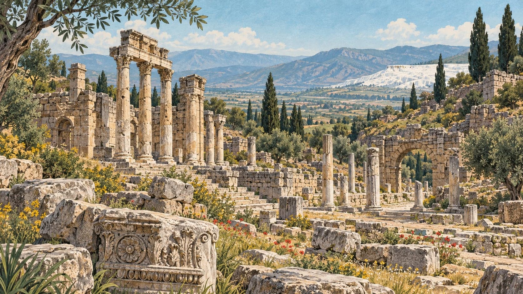 Illustration of Eumania Ancient City, Denizli