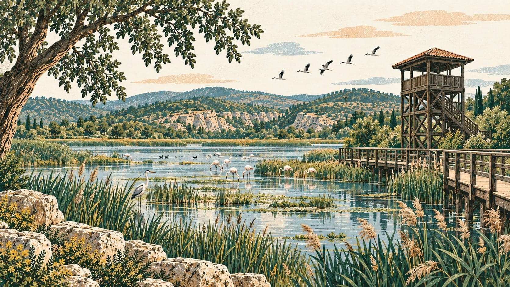 Illustration of Gala Lake National Park, Edirne