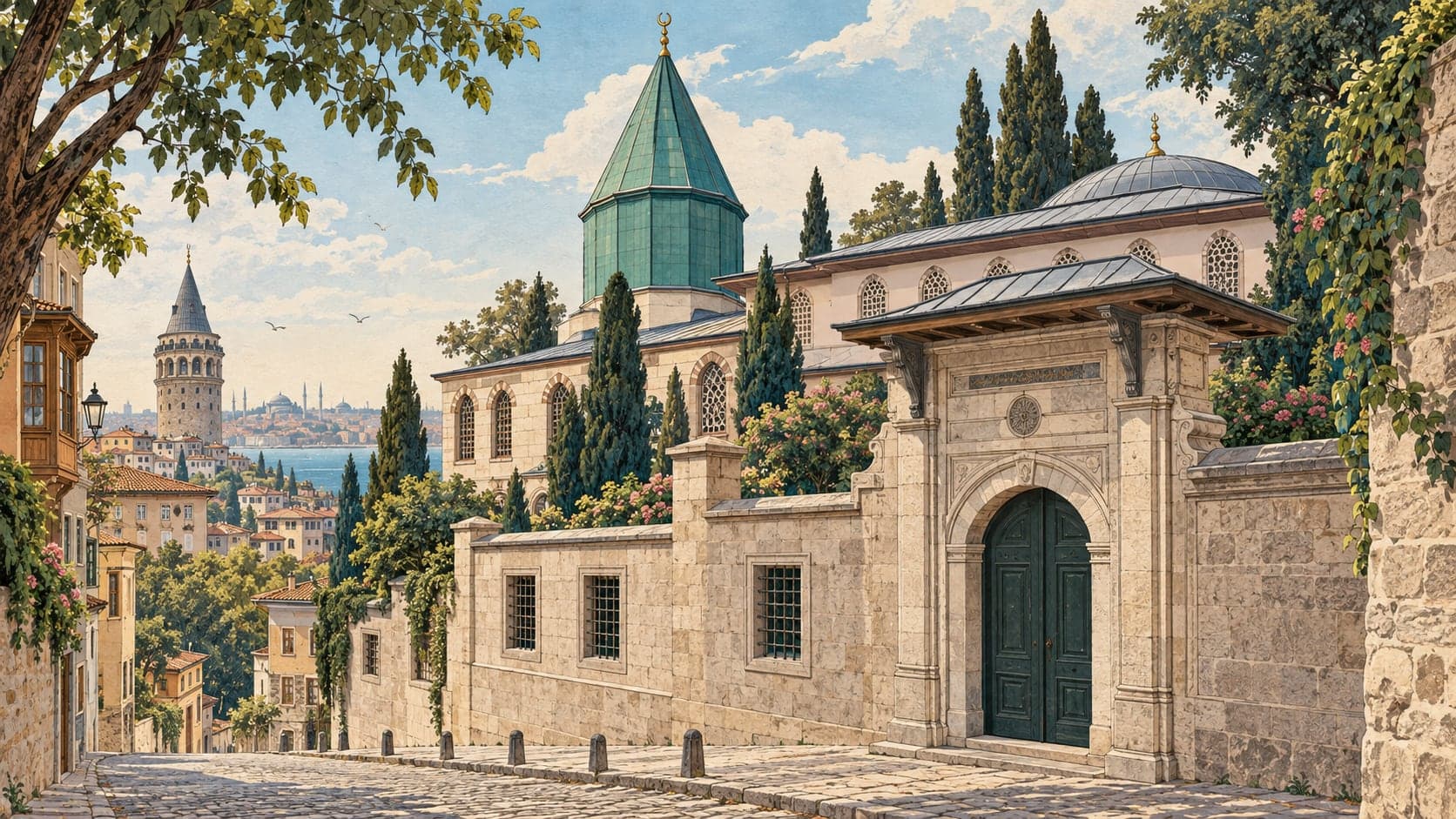 Illustration of Galata Mevlevi Lodge Museum, İstanbul