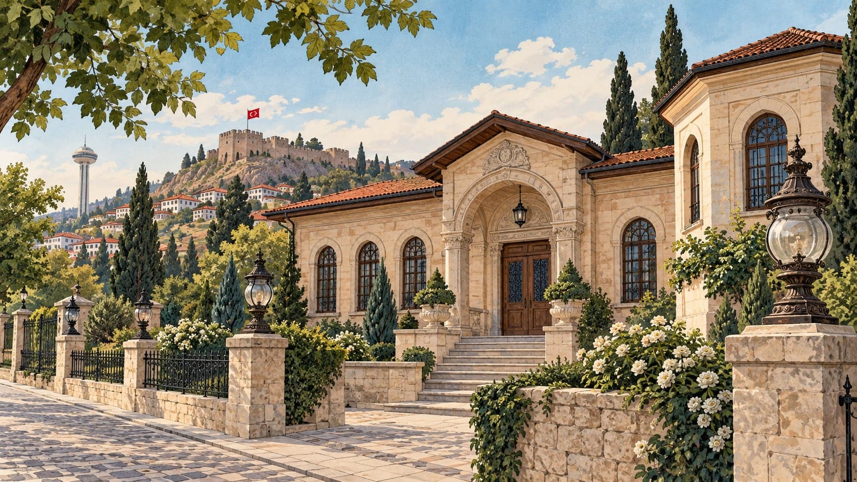 Illustration of Gas Lamp Museum, Ankara