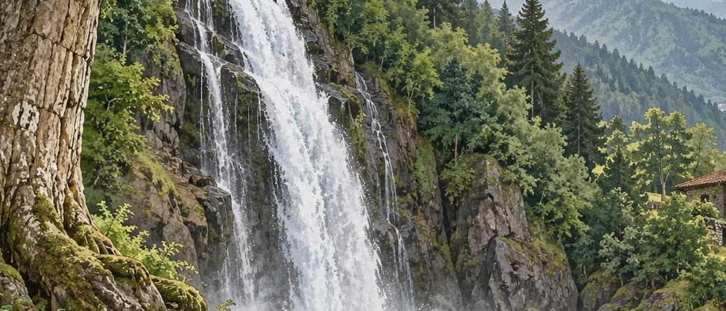 Illustration of Gindeş Waterfall Natural Monument, Rize
