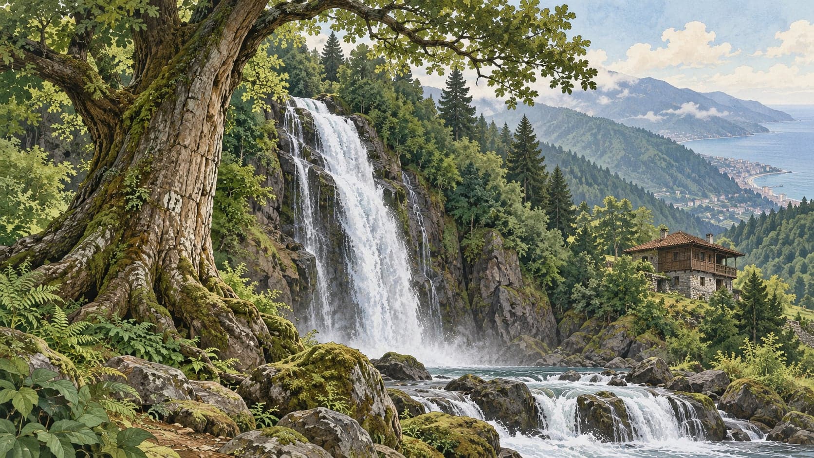 Illustration of Gindeş Waterfall Natural Monument, Rize