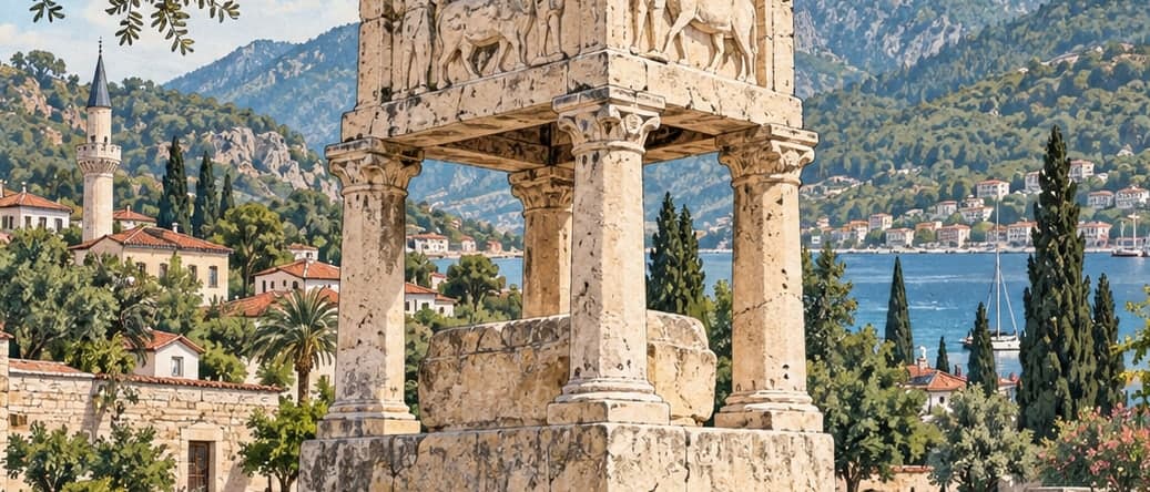 Illustration of Gümüşkesen Funerary Monument, Muğla