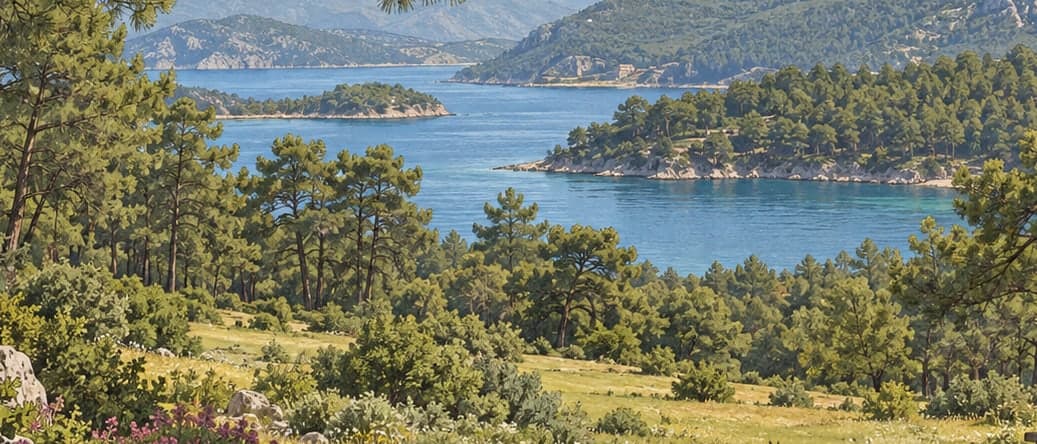 Illustration of Güvercinlik Nature Park, Muğla