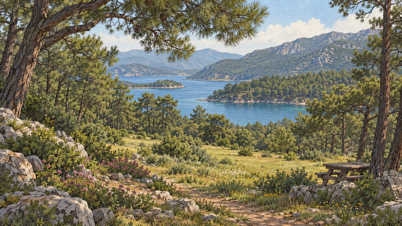 Illustration of Güvercinlik Nature Park, Muğla