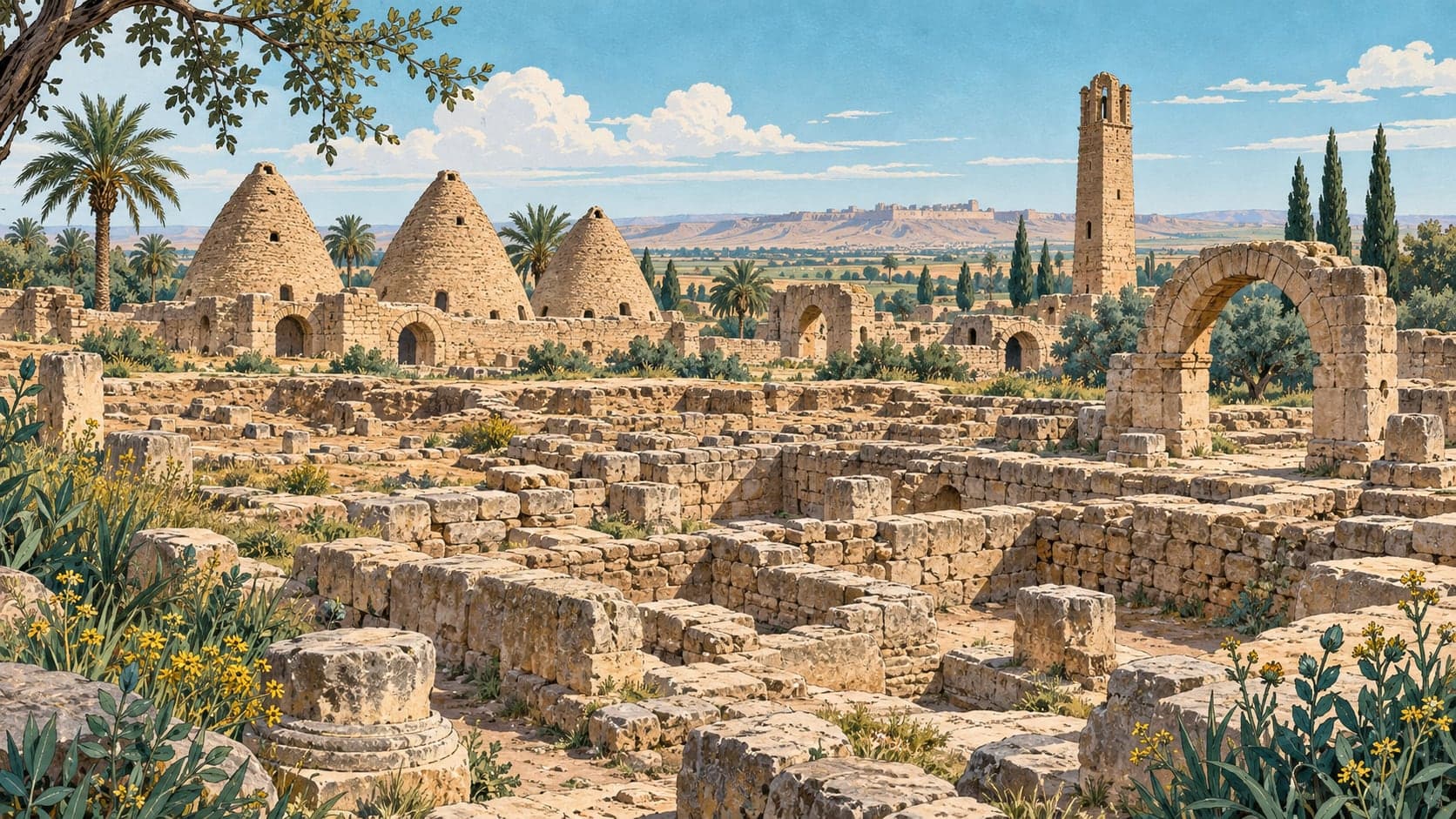 Illustration of Harran Archaeological Site, Şanlıurfa