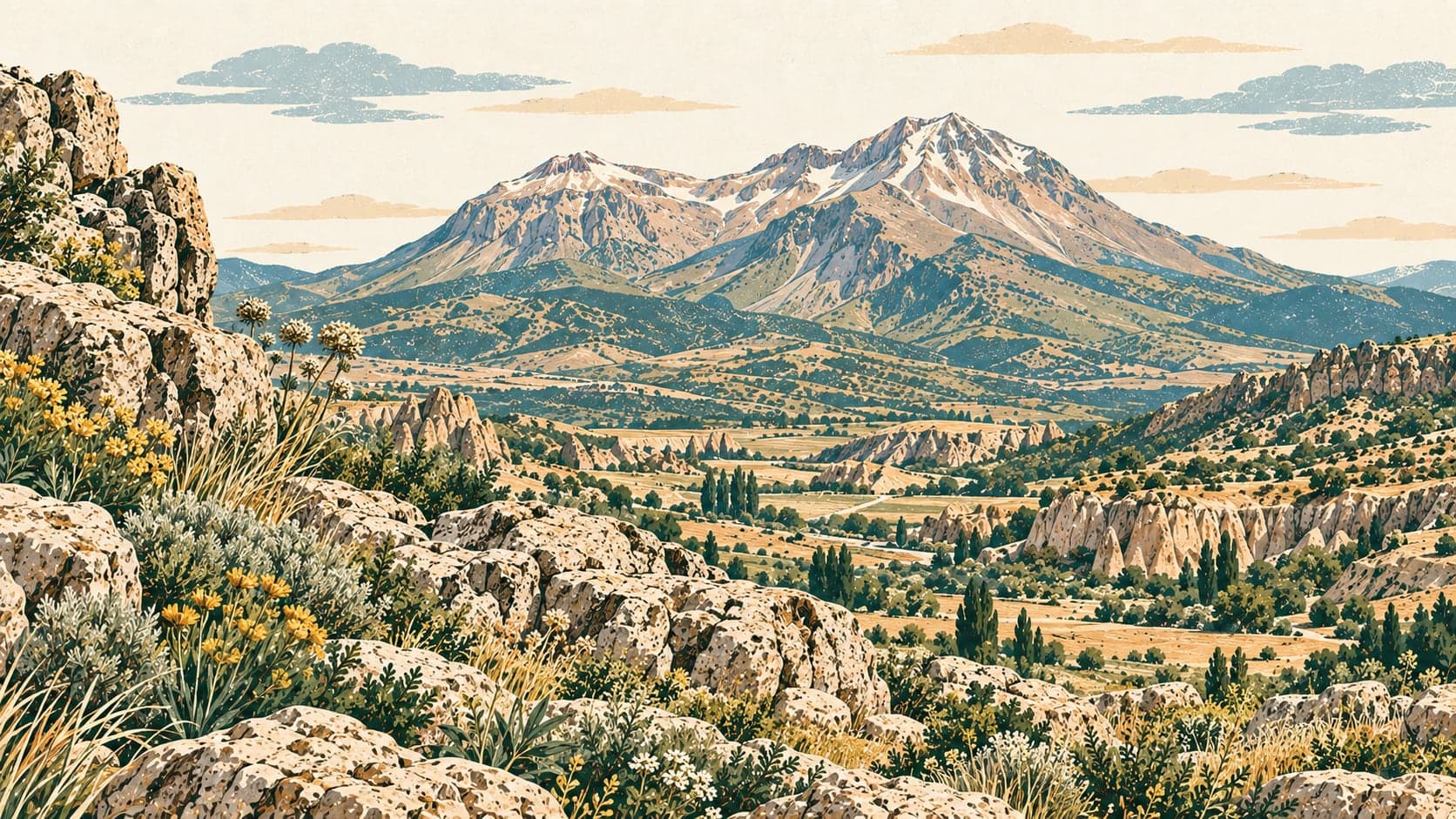 Illustration of Hasan Mountain, Aksaray