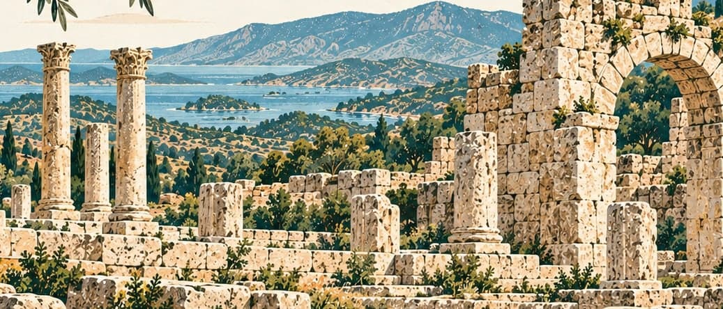 Illustration of Hippou Kome Ancient City, Muğla