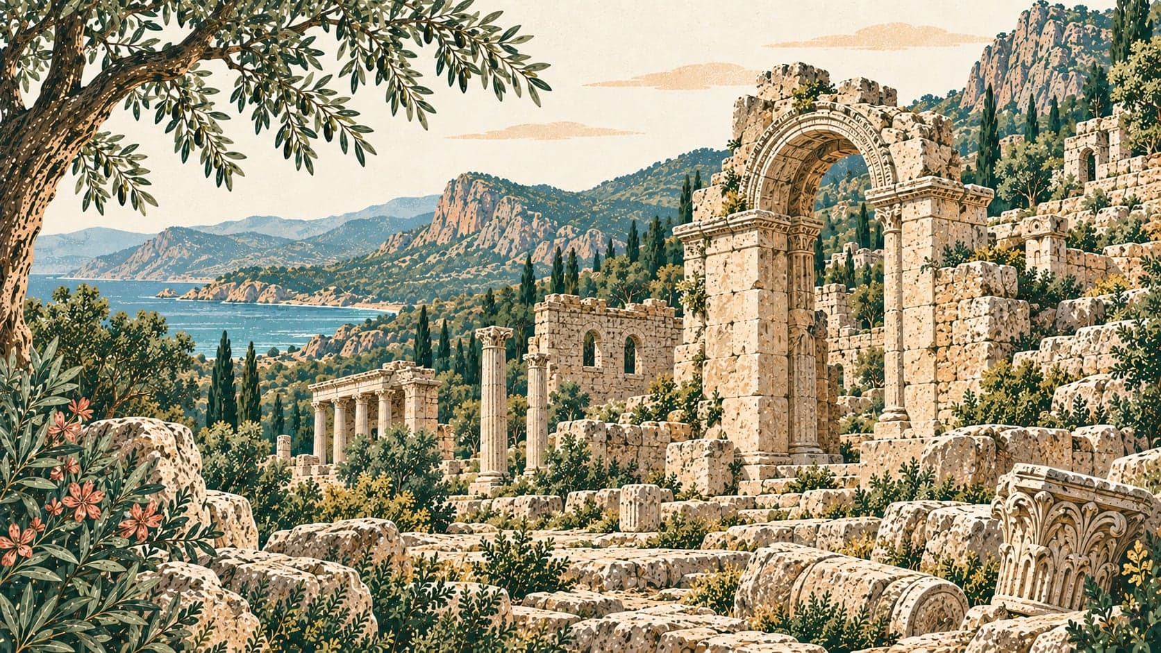 Illustration of İdebessos Ancient City, Antalya